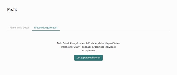 Der Tab „Entwicklungskontext“, bevor ein Kontext gesetzt wurde