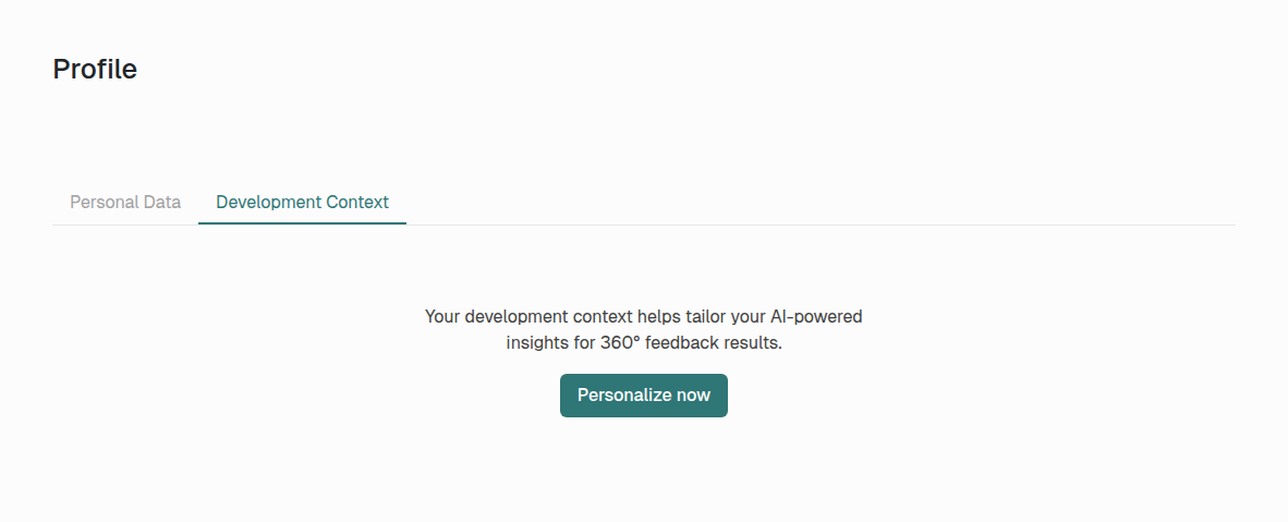 The Development Context tab before any context has been set